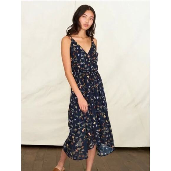 TROVATA Birds of Paradis Sz L Large Lucia Navy Floral Strappy Dress Sundress NWT - Picture 11 of 11